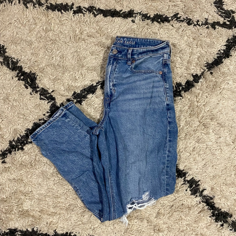 American Eagle Strigid Distressed Mom Jeans Size 8short
